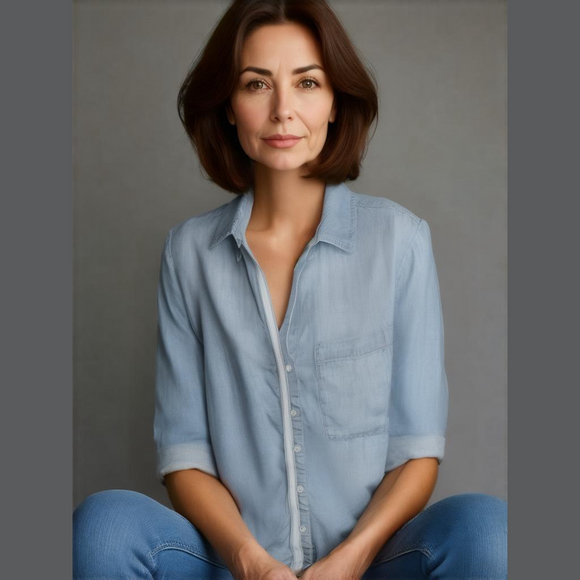 Anthropologie Cloth & Stone Light Blue Denim Shirt, Button Down, Size Small - Picture 1 of 9